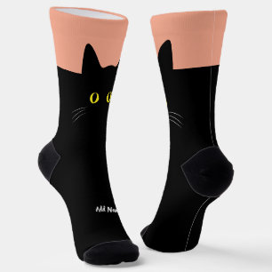 Schwarze Katzensocken mit Individuelle Name - Nied Socken