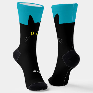 Schwarze Katzensocken mit Individuelle Name - Nied Socken