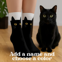 Schwarze Katzensocken mit individuellem Namen – Sü