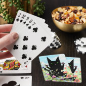 Schwarze Katzenspringeritis: Kitty und Blumen Spielkarten (In Situ)