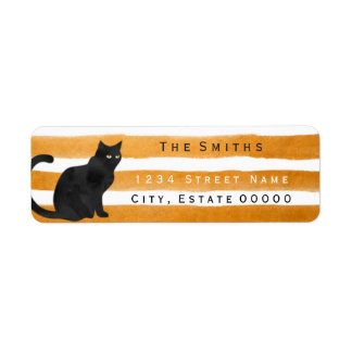 Schwarze Katzenstreifen-Adressetikett