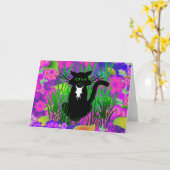 SCHWARZE KATZKARTE KARTE (Gelbe Blume)