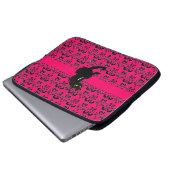 SCHWARZE KATZKATZE schwarz-rosa Fuchsie Laptopschutzhülle (Vorne Knopf)