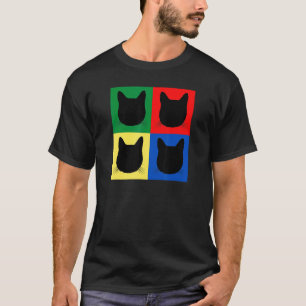 Schwarze Katzkopf-Silhouette Quadrate Tabby Mama P T-Shirt