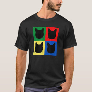 Schwarze Katzkopf-Silhouette Quadrate Tabby Vater T-Shirt