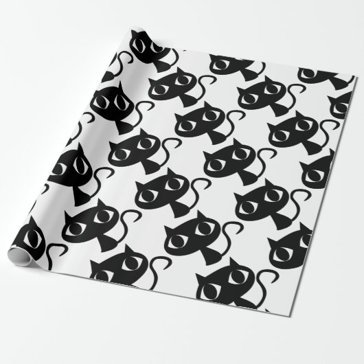 SCHWARZE KATZKÜCHE GESCHENKPAPIER (Ungerollt)