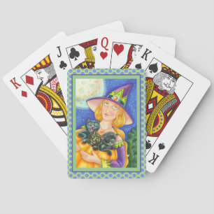 SCHWARZE KATZKÜCHE UND WITCH HAPPY HALLOWEN SPIELKARTEN