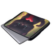 SCHWARZE KATZKUNSTLAPTOP-SLEEVE LAPTOPSCHUTZHÜLLE (Vorne Knopf)