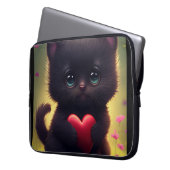 SCHWARZE KATZKUNSTLAPTOP-SLEEVE LAPTOPSCHUTZHÜLLE (Vorderseite Links)