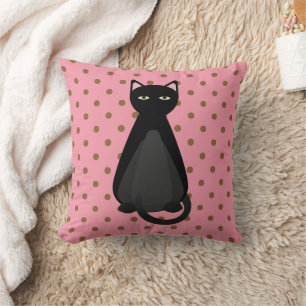 SCHWARZE KATZPINK POLKA DOT PILLOWS KISSEN