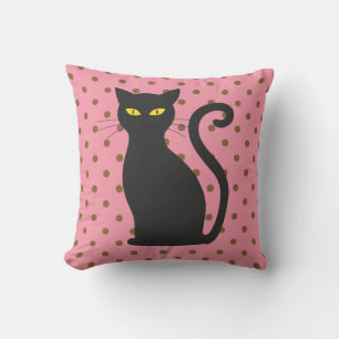 SCHWARZE KATZPINK POLKA DOT PILLOWS KISSEN