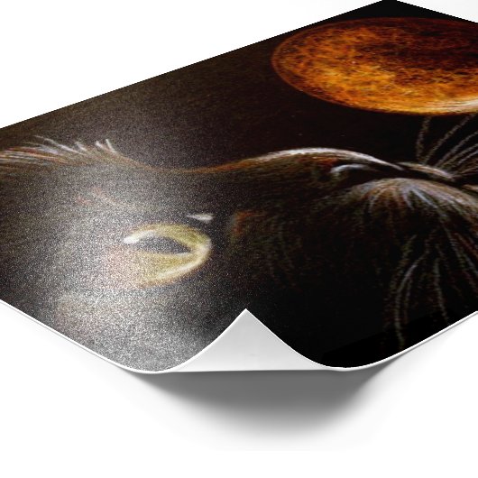 SCHWARZE KATZPROFIL ORANGE MOON HALLOWEHER NACHT FOTODRUCK (Ecke)