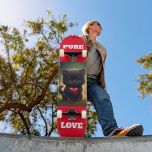 SCHWARZE KATZPUR-LIEBE-SKATEBOARTEN SKATEBOARD
