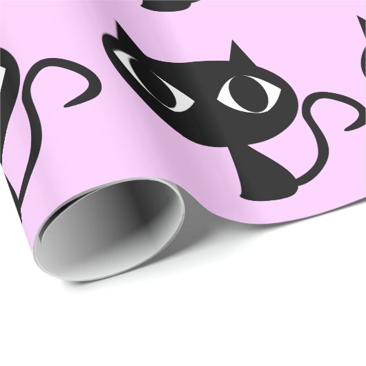 SCHWARZE KATZSTENCIL-PATTERIN  GESCHENKPAPIER (Rolleneckpunkt)