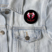 Schwarze Kawaii-Katze Cupid mit Herz und Rose Aim Button (Beispiel)