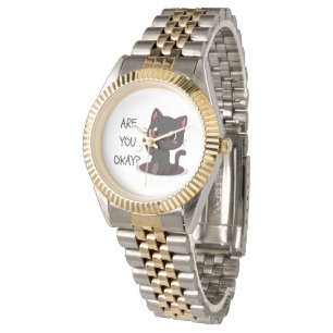 Schwarze Kawaii-Katzen-Armbanduhr Armbanduhr