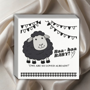 Schwarze Kawaii Kleines Lamm Baby-Party Serviette