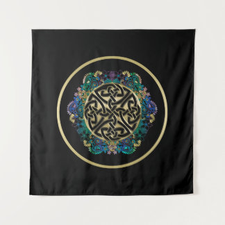 Schwarze keltische Knoten-Mandala-Wand-Tapisserie Wandteppich
