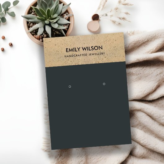 SCHWARZE KERAMIK TERRACOTTA-TEXTURE-EARRING-ANZEIG VISITENKARTE