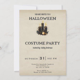 Schwarze Kerzen Vintage Halloween-Kostüm Einladung
