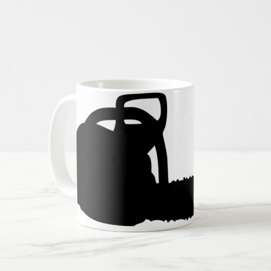 schwarze Kettensäge Kaffeetasse (Vorderseite Links)