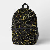 Schwarze Kintsugi-Goldader Bedruckter Rucksack (Vorderseite)
