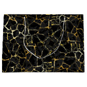 Schwarze Kintsugi-Goldader Große Geschenktüte (Vorderseite)