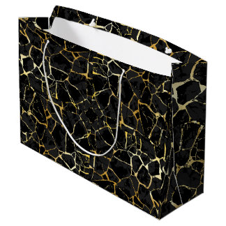 Schwarze Kintsugi-Goldader  Große Geschenktüte