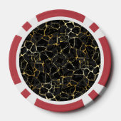 Schwarze Kintsugi-Goldader  Pokerchips (Rückseite)