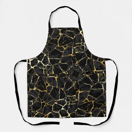Schwarze Kintsugi-Goldader  Schürze (Vorderseite)