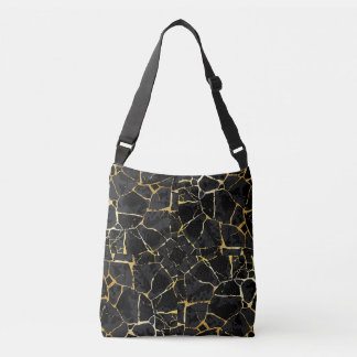 Schwarze Kintsugi-Goldader  Tragetaschen Mit Langen Trägern