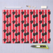 Schwarze Kirschen auf Rot und Weiß gestreift Seidenpapier (Handwerk)