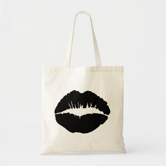 Schwarze Kissy Lips Tragetasche (Vorne)