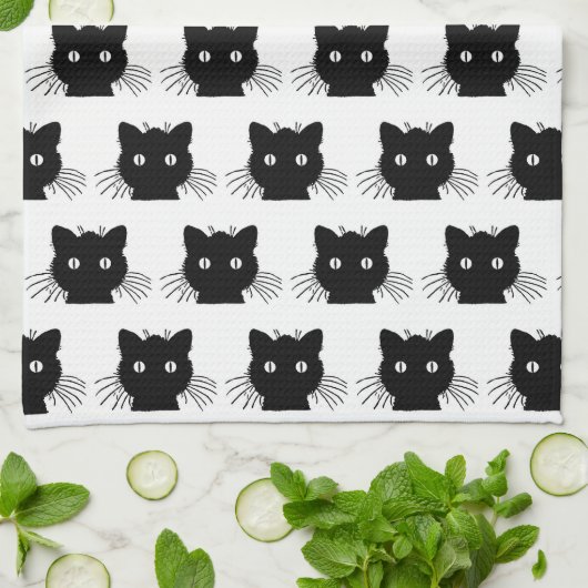 Schwarze Kitte Geschirrtuch (Gefaltet)