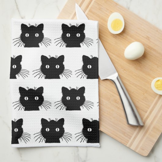 Schwarze Kitte Geschirrtuch (Viertel Falte)