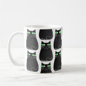 Schwarze Kitty Grüne Augen Custom Kaffeetasse (Links)