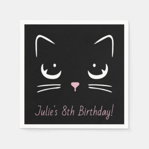 Schwarze Kitty-Katze-Gesichtspapier-Serviette Serviette