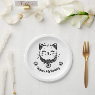 Schwarze Kitty Katze Kätzchen Geburtstagsfeier   Pappteller
