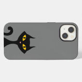 Schwarze Kitty-Katze mit grauem Hintergrund iPhone Hülle (Rückseite (Horizontal))