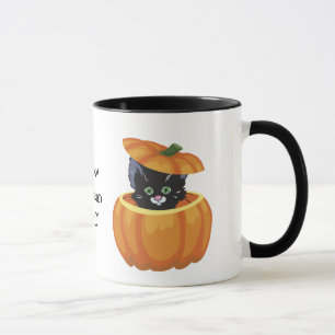 Schwarze Kitty-Kürbis-Halloween-Tasse Tasse