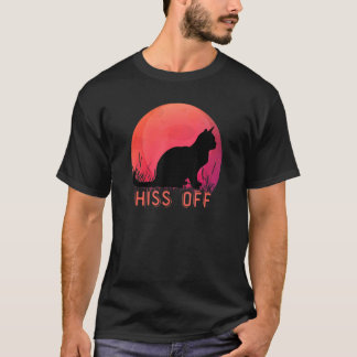 Schwarze Kitty Zischen Sie Mich Miau Retro-Sonnenu T-Shirt
