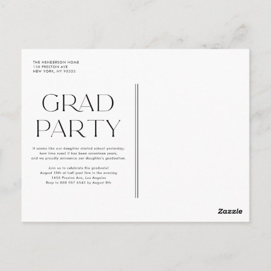 Schwarze Klasse 2022 Moderner Minimalistischer Abs Postkarte (Rückseite)