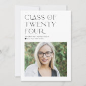 Schwarze Klasse 2024 Moderner Minimalistischer Abs Ankündigung (Vorderseite)