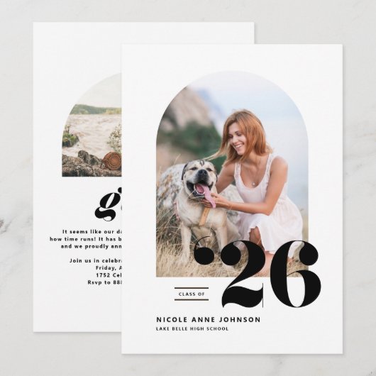 Schwarze Klasse des Arch-Foto-Abschlusses 2025 Ankündigung (Vorne/Hinten)