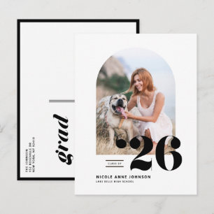Schwarze Klasse des Arch-Foto-Abschlusses 2025 Einladungspostkarte