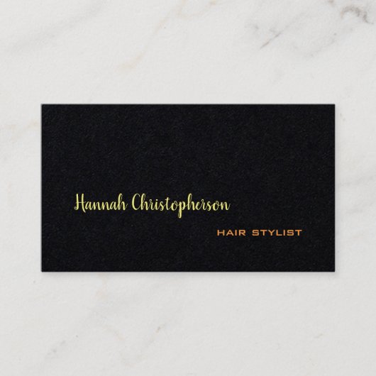 Schwarze klassische handgeschriebene Haarstylistin Visitenkarte (Vorderseite)