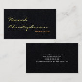 Schwarze klassische handgeschriebene Haarstylistin Visitenkarte (Vorne/Hinten)