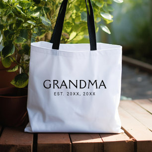 Schwarze klassische Typografie Established Oma Tasche