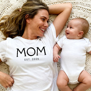 Schwarze klassische Typografie Etablierte Mama T-Shirt