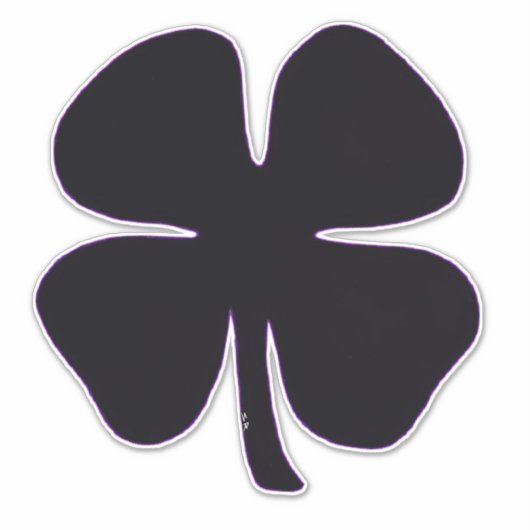 Schwarze Klee extra große Kontur Aufkleber (Vorderseite)